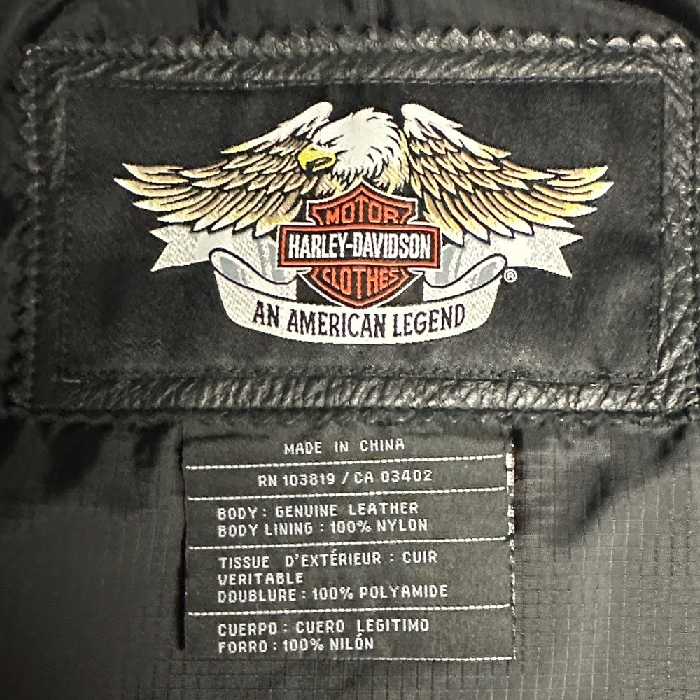 Harley-Davidson Black and Cream Leather Jacket - Picture 6 of 13